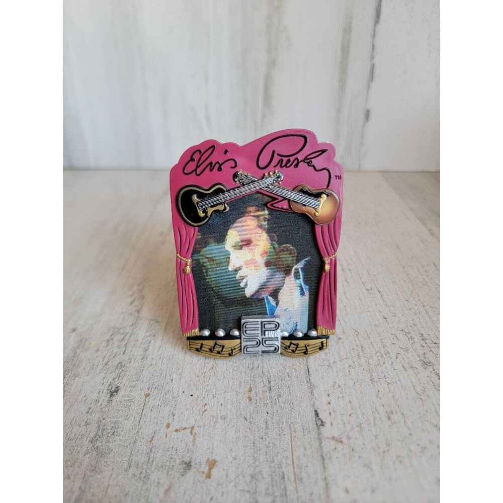Holographic musical‎ Elvis Presley burning Love ornament vintage xmas